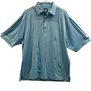 FootJoy Mens ProDry Striped Golf Polo Shirt Blue White NCCC Crest Large Golf